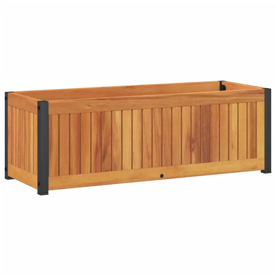 Jardinière 80x30x27,5 cm bois massif d'acacia et acier - 2