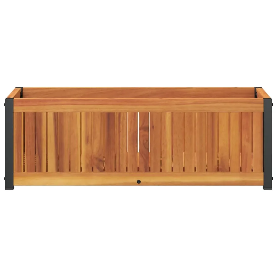 Jardinière 80x30x27,5 cm bois massif d'acacia et acier - 4