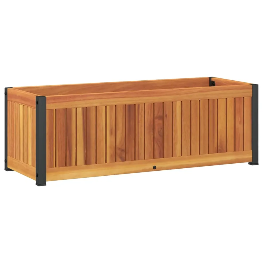 Jardinière 80x30x27,5 cm bois massif d'acacia et acier - 6