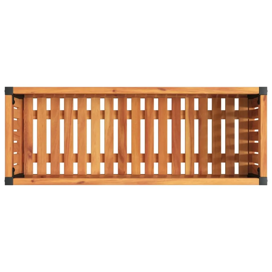 Jardinière 80x30x27,5 cm bois massif d'acacia et acier - 7