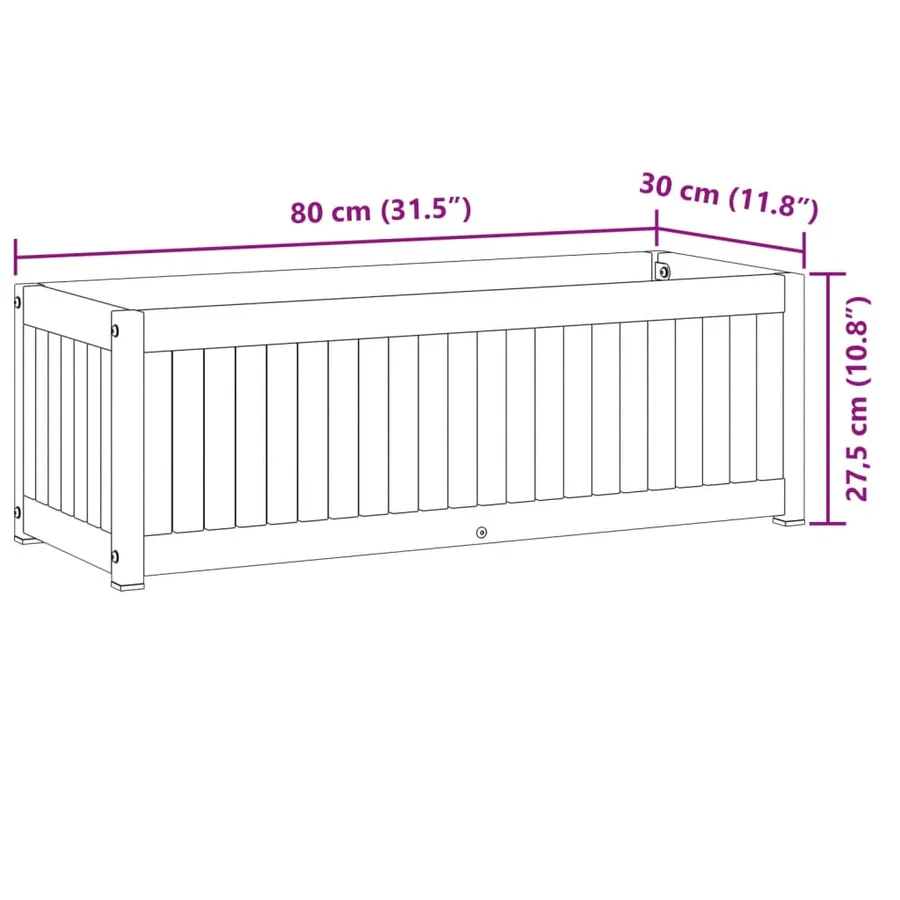 Jardinière 80x30x27,5 cm bois massif d'acacia et acier - 9