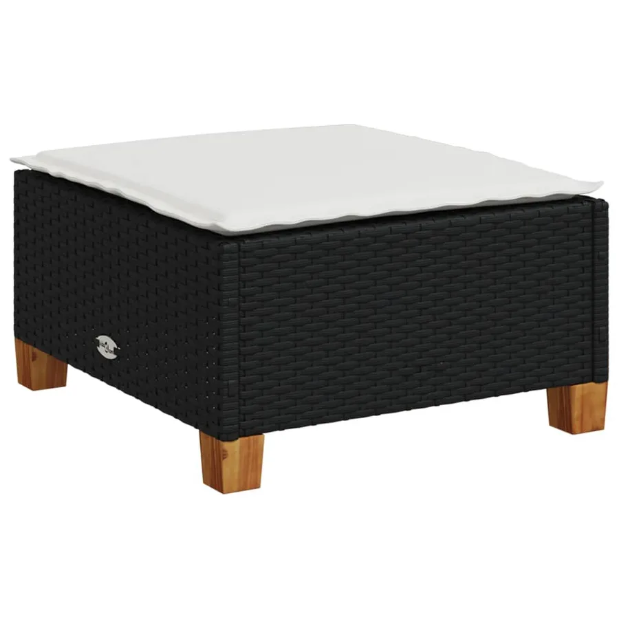 Salon de jardin 8 pcs avec coussins noir résine tressée - 3