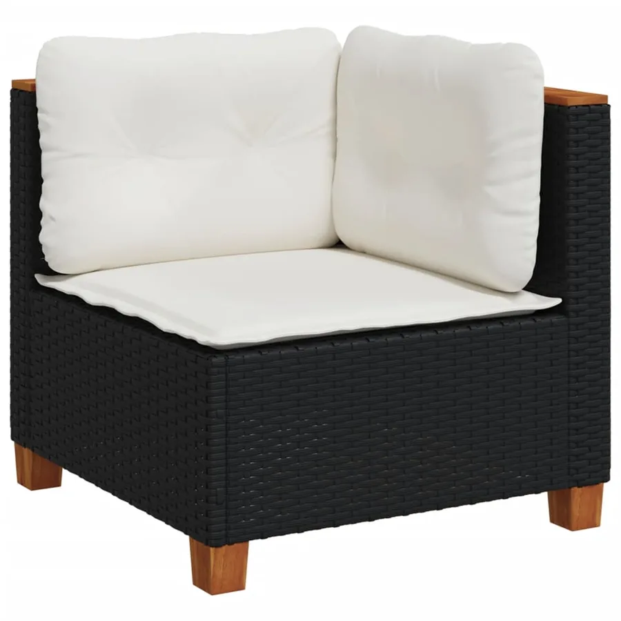 Salon de jardin 8 pcs avec coussins noir résine tressée - 5