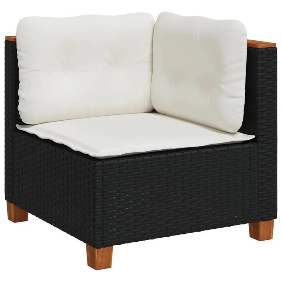 Salon de jardin 8 pcs avec coussins noir résine tressée - 5