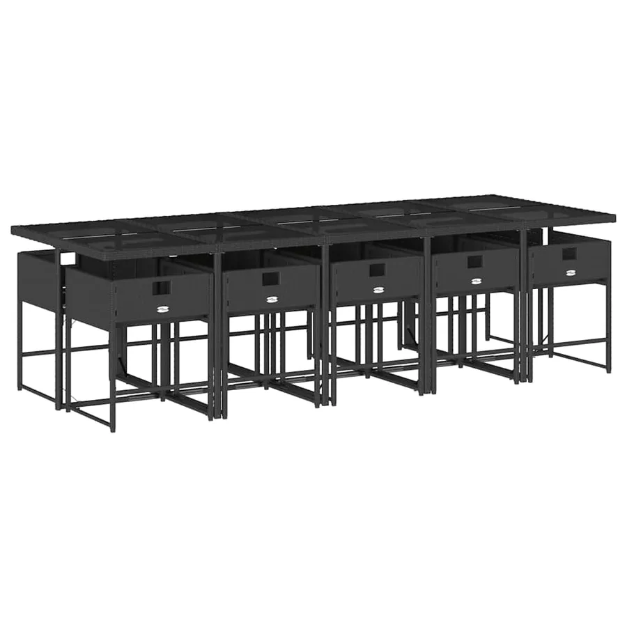 Ensemble à manger de jardin 11 pcs coussins noir résine tressée - 5