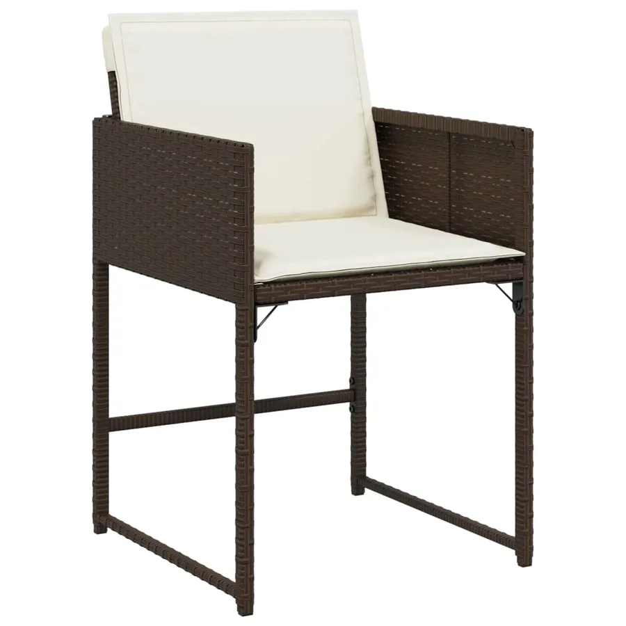 Ensemble à manger de jardin 5 pcs et coussins marron poly rotin - 3