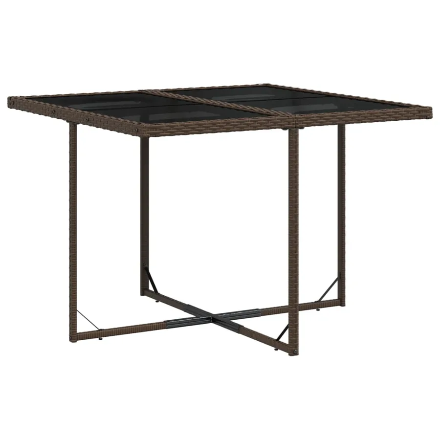 Ensemble à manger de jardin 5 pcs et coussins marron poly rotin - 4