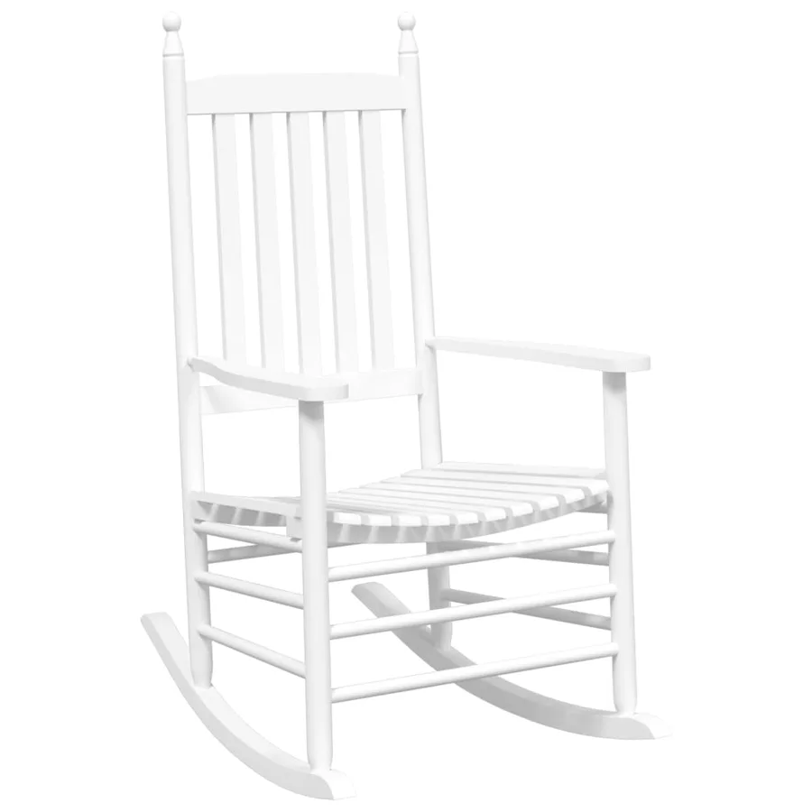 Chaise à bascule avec table pliable blanc bois massif peuplier - 3
