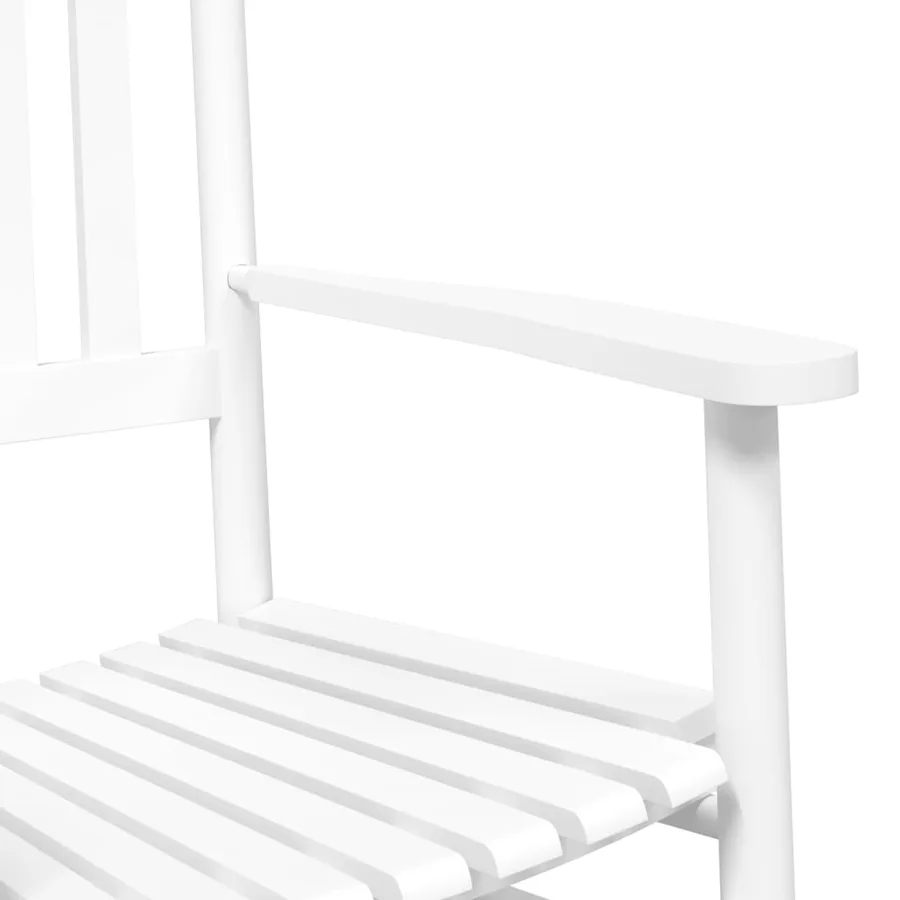 Chaise à bascule avec table pliable blanc bois massif peuplier - 6