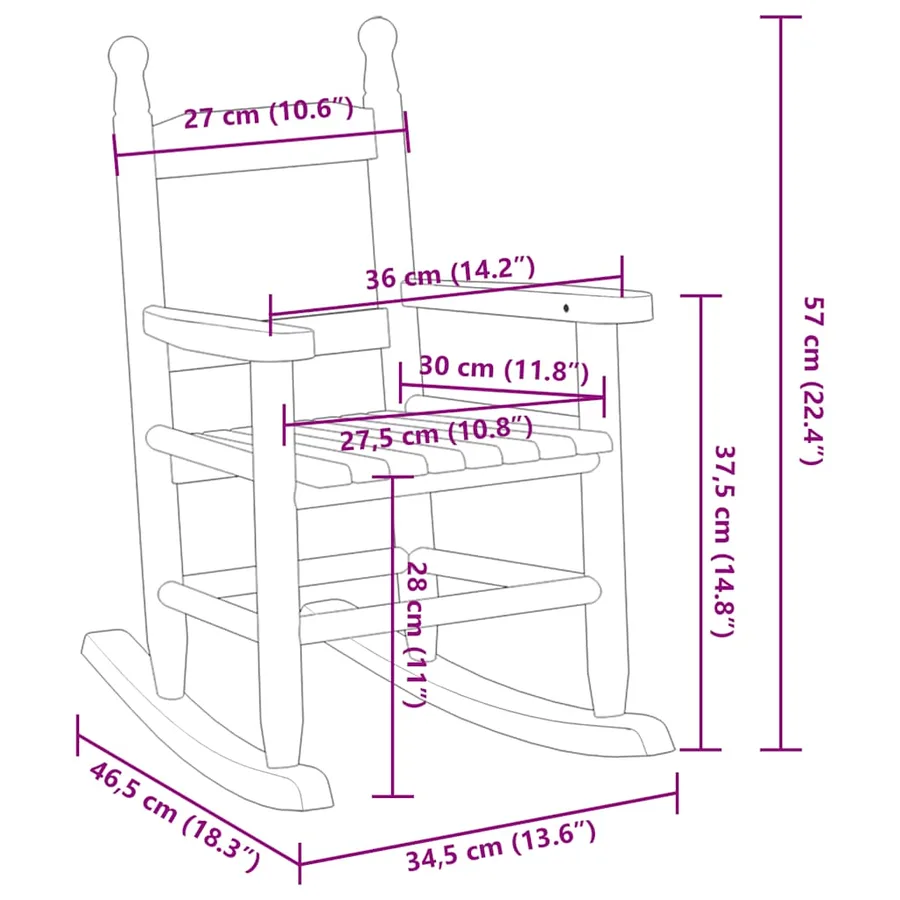 Chaise à bascule enfants blanc bois de peuplier massif - 8