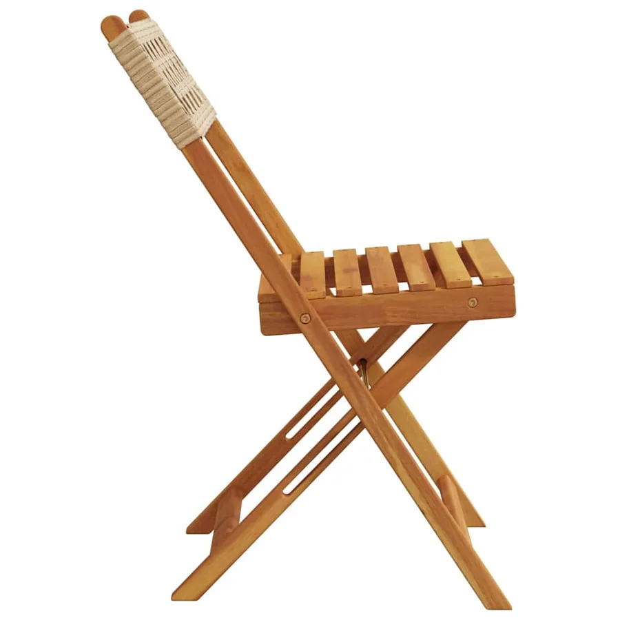 Chaises de bistrot lot de 2 beige bois massif d'acacia et rotin - 6
