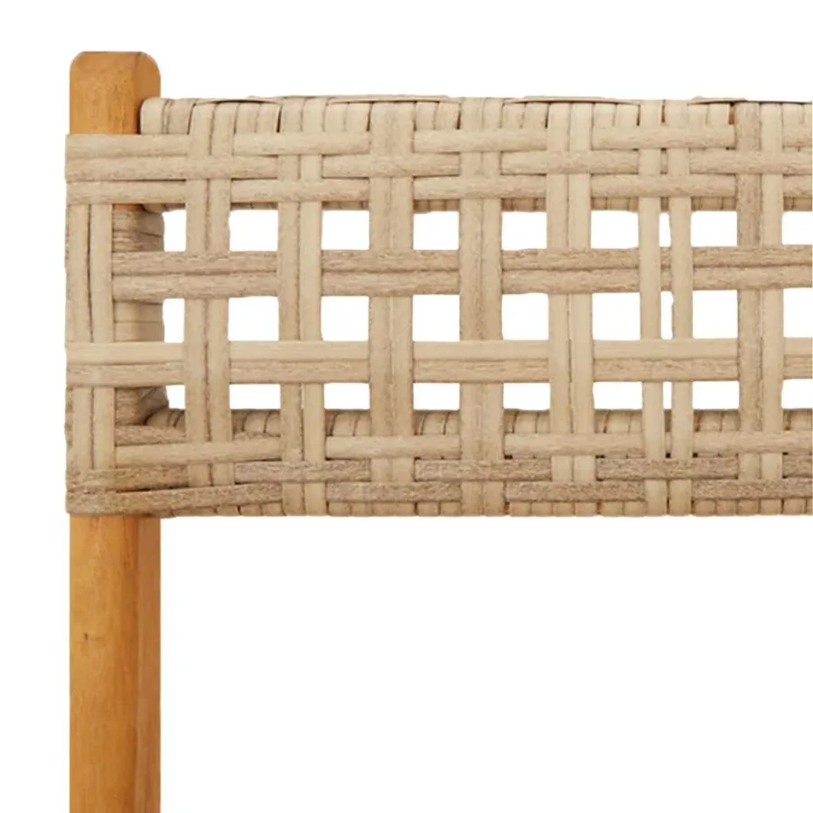 Chaises de bistrot lot de 2 beige bois massif d'acacia et rotin - 9
