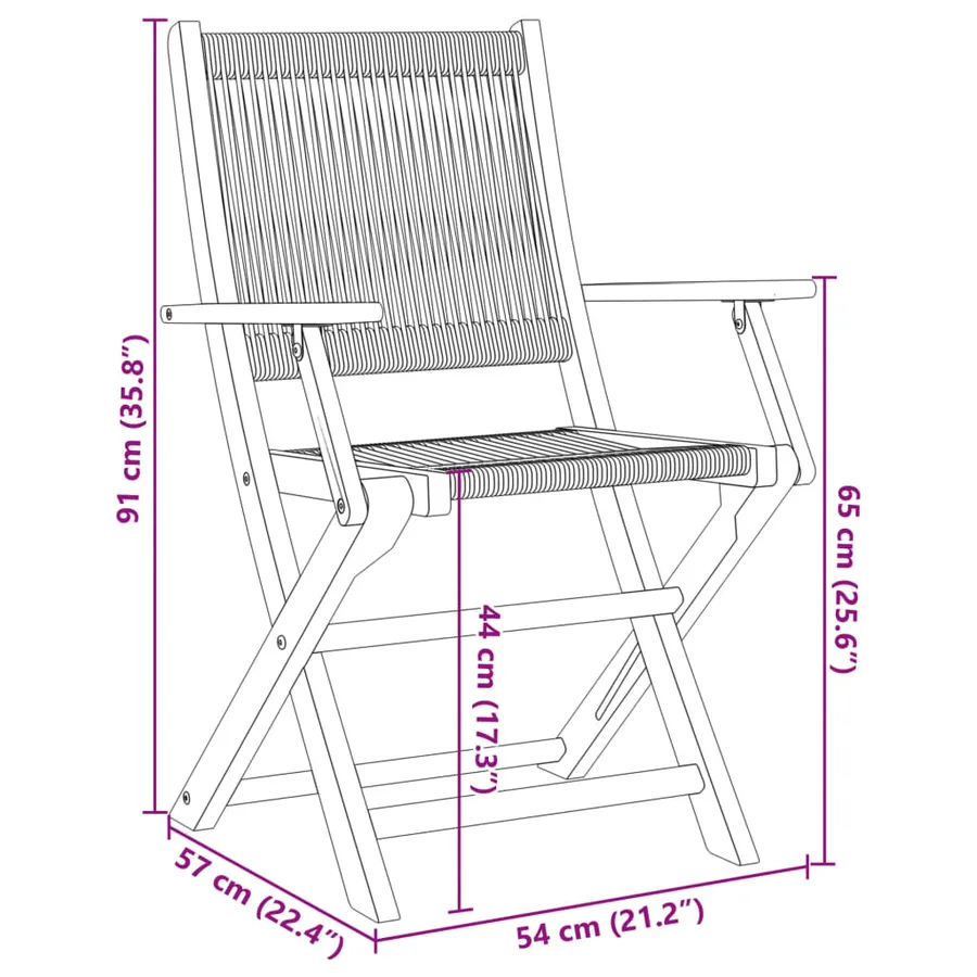 Chaises de jardin lot de 2 beige bois d'acacia et polypropylène - 11