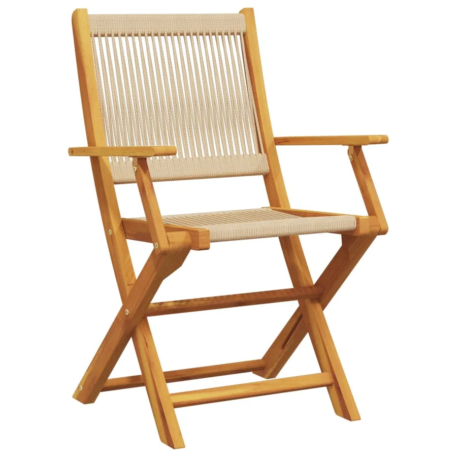 Chaises de jardin lot de 2 beige bois d'acacia et polypropylène - 4
