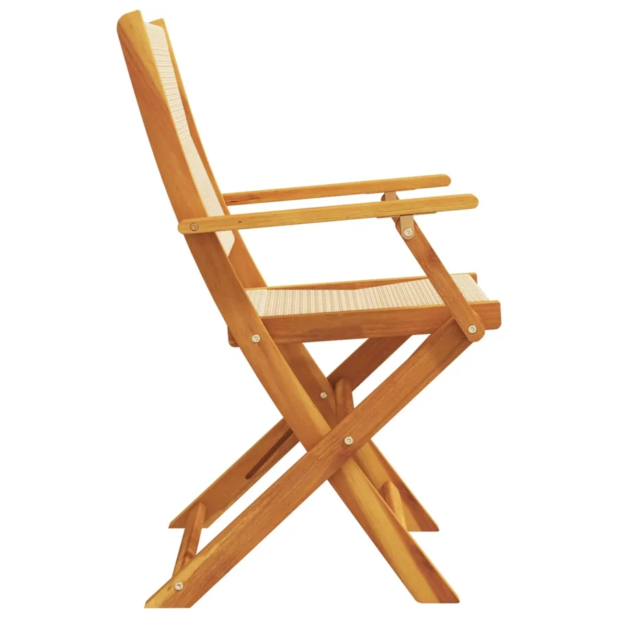 Chaises de jardin lot de 2 beige bois d'acacia et polypropylène - 6