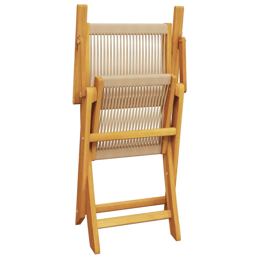 Chaises de jardin lot de 2 beige bois d'acacia et polypropylène - 8