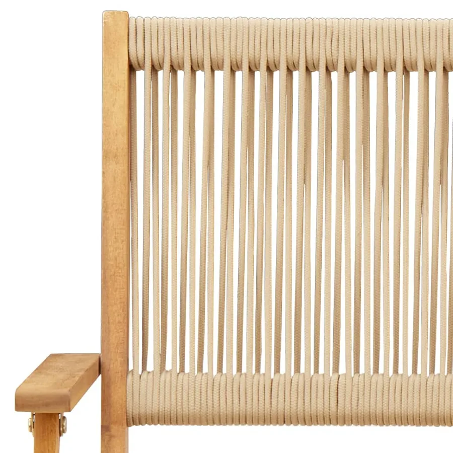 Chaises de jardin lot de 2 beige bois d'acacia et polypropylène - 9