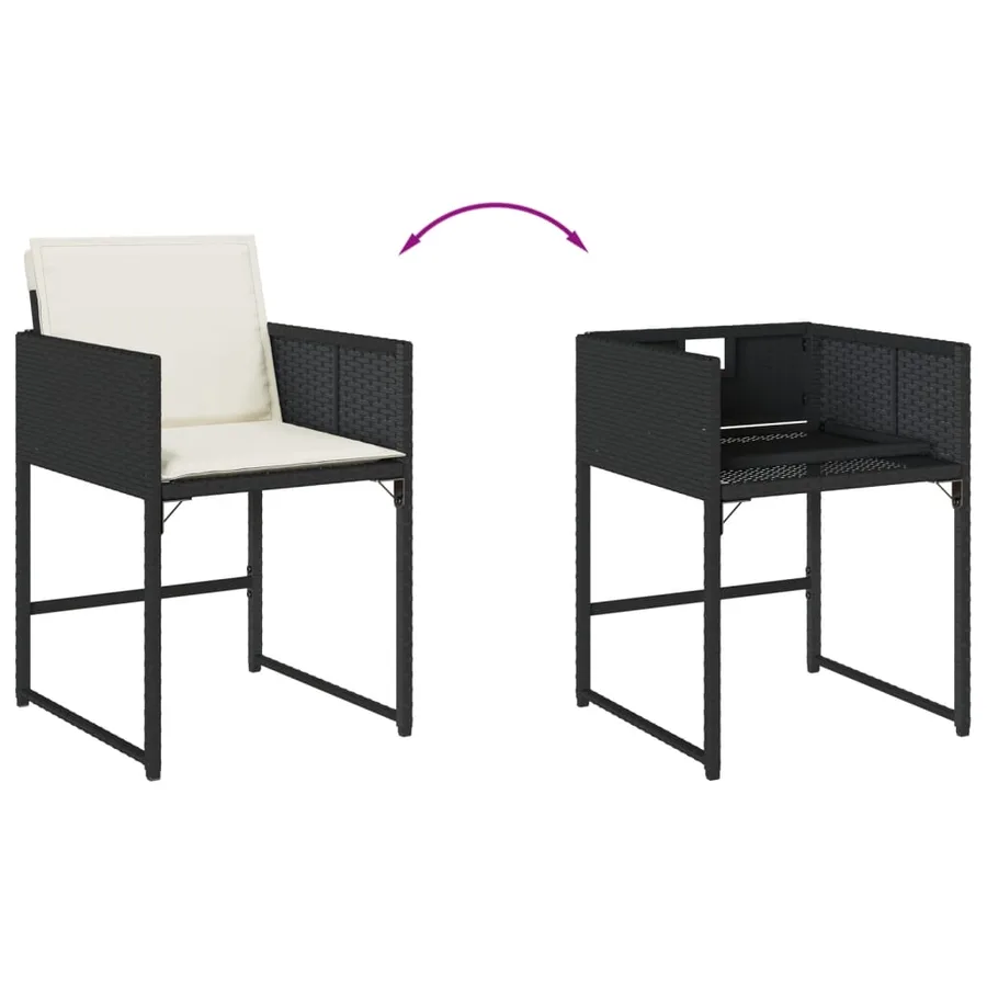 Ensemble à manger de jardin coussins 5pcs Noir Résine tressée - 8