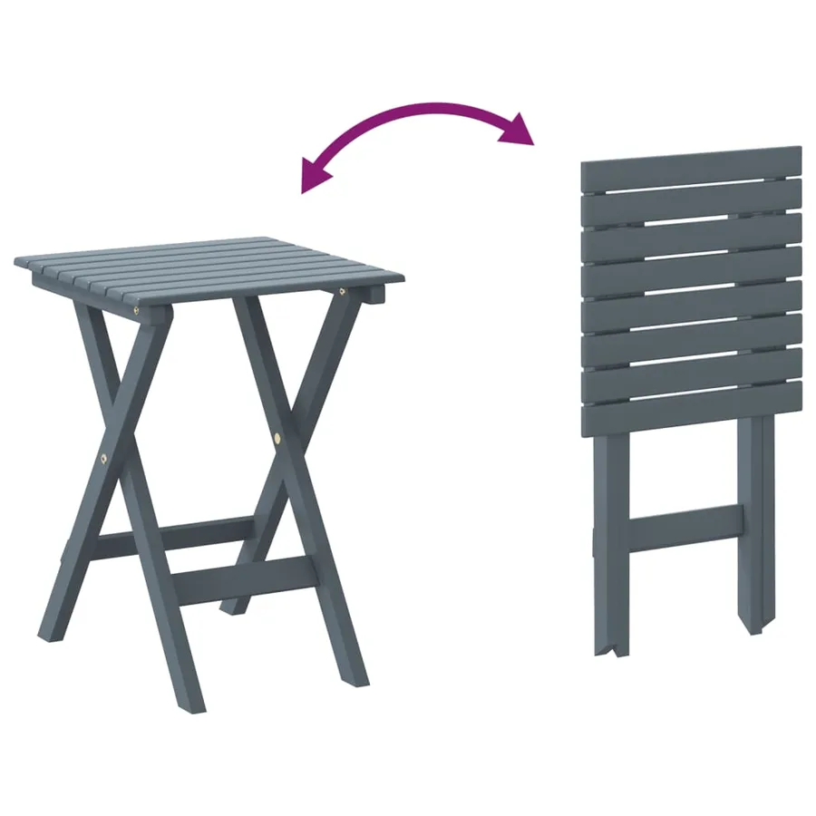 Chaises à bascule lot de 2 table pliable gris massif peuplier - 5