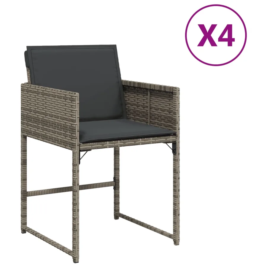 Chaises de jardin avec coussins lot de 4 gris résine tressée - 2