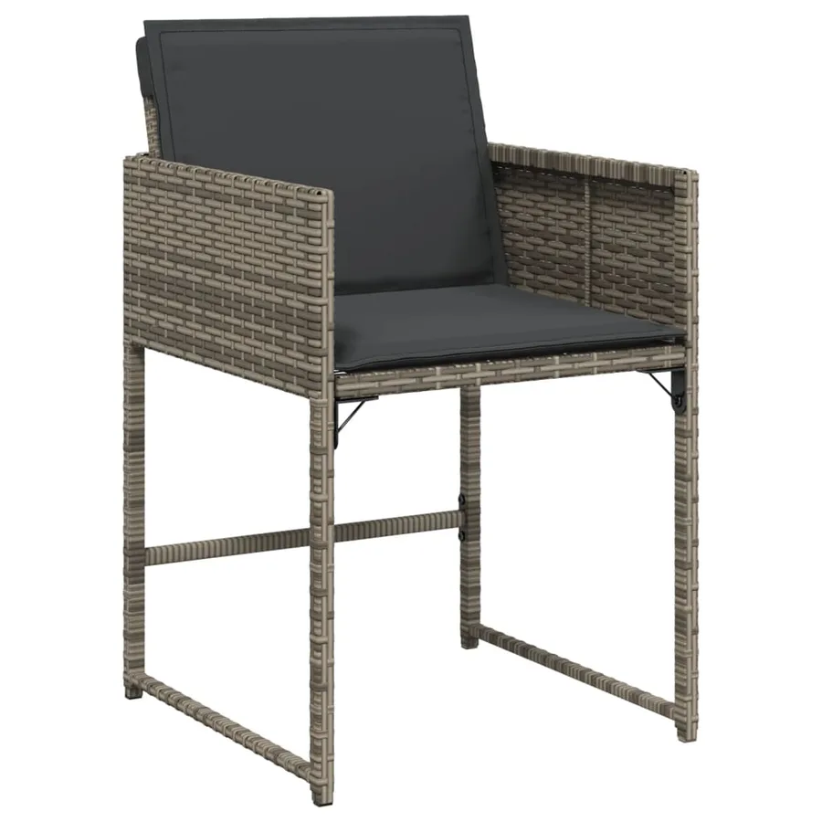 Chaises de jardin avec coussins lot de 4 gris résine tressée - 3