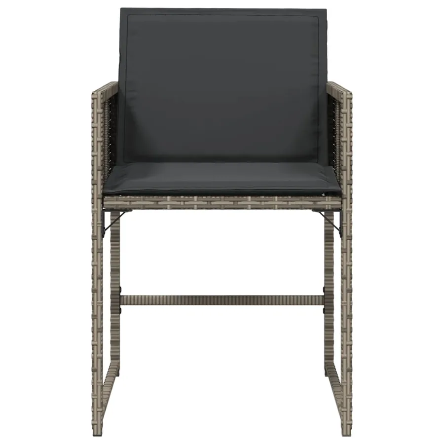 Chaises de jardin avec coussins lot de 4 gris résine tressée - 5
