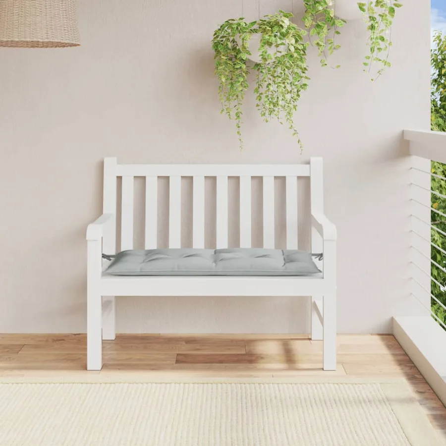 Coussin de banc de jardin gris clair mélangé 100x50x7 cm tissu - 3