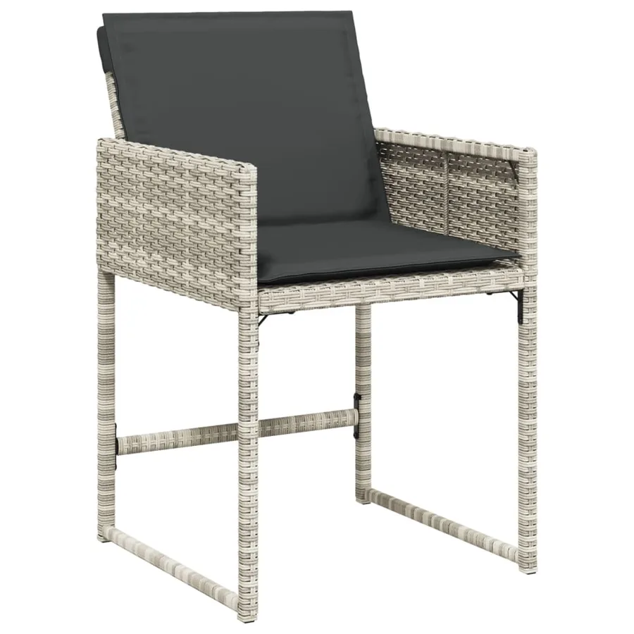 Chaises de jardin avec coussins lot de 4 gris clair poly rotin - 3