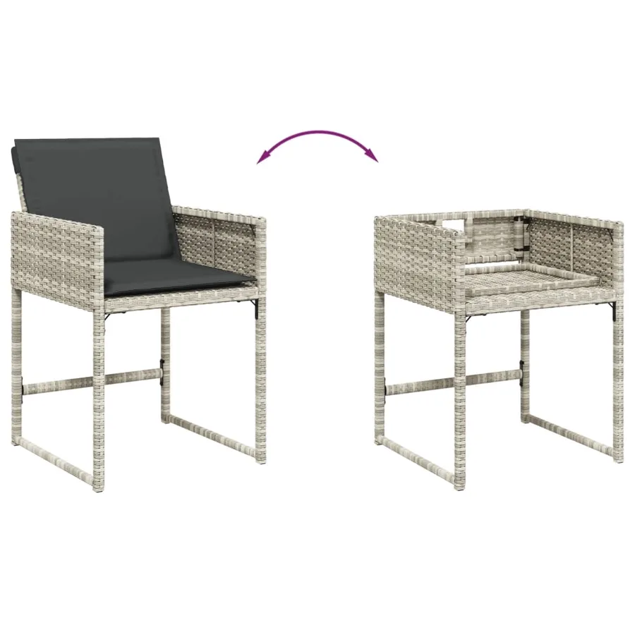 Chaises de jardin avec coussins lot de 4 gris clair poly rotin - 8