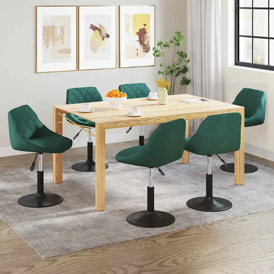 Chaises pivotantes à manger lot de 6 vert foncé velours