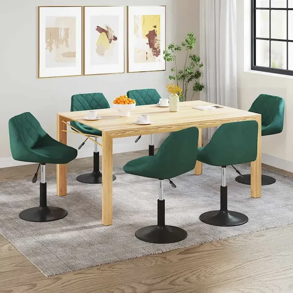 Chaises pivotantes à manger lot de 6 vert foncé velours