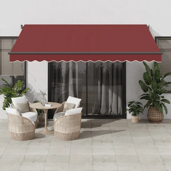 Auvent rétractable automatique avec LED bordeaux 400x350 cm