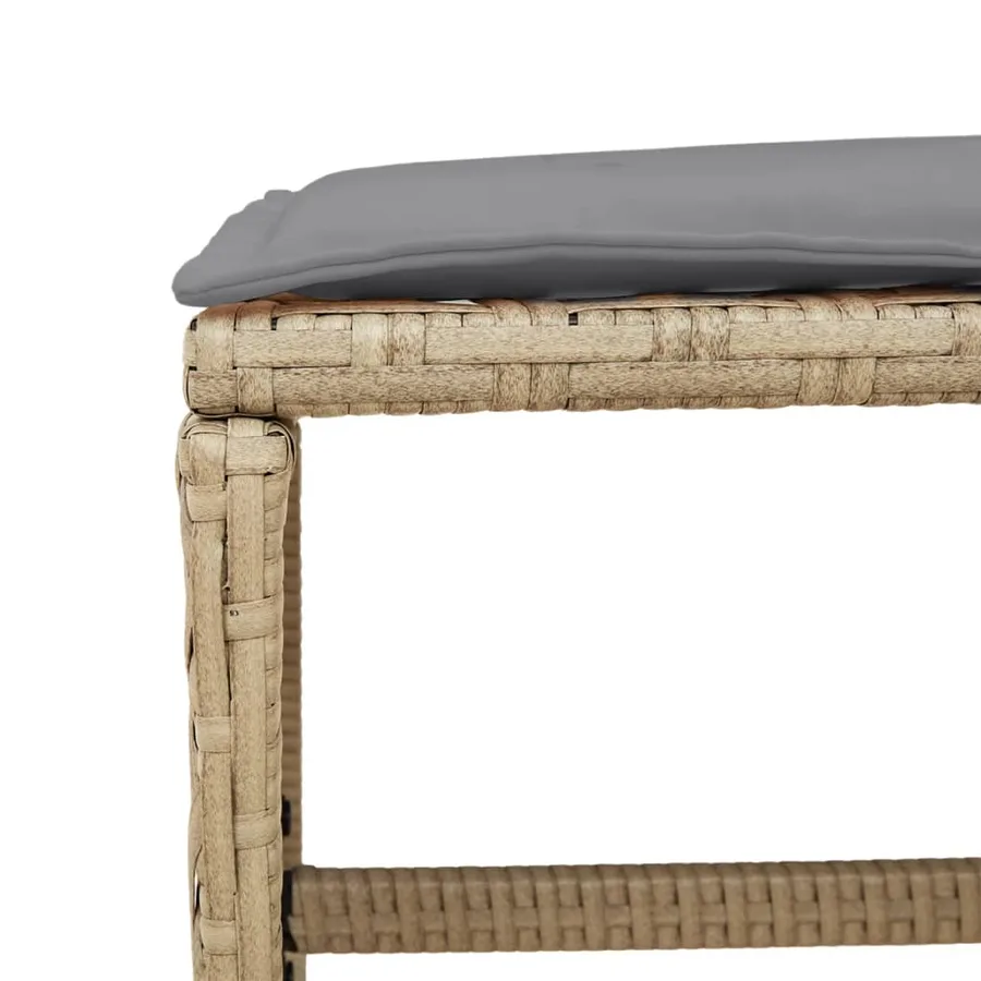 Tabourets de jardin et coussins lot de 4 mélange beige rotin - 8