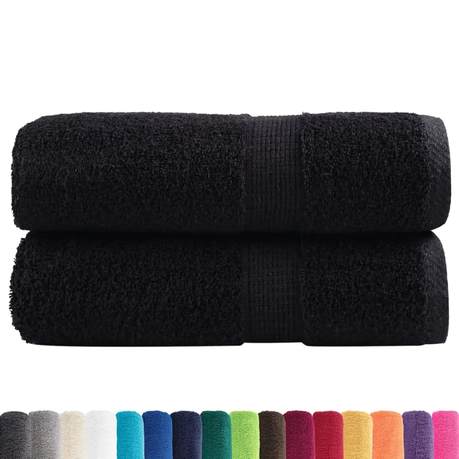 Serviettes de toilette Premium SOLUND 2 pièces Noir 30 x 30 cm 600 g/m² - 2
