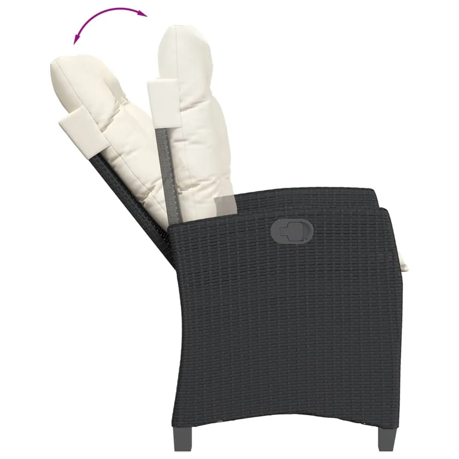 Ensemble à manger de jardin coussins 5pcs Noir Résine tressée - 4