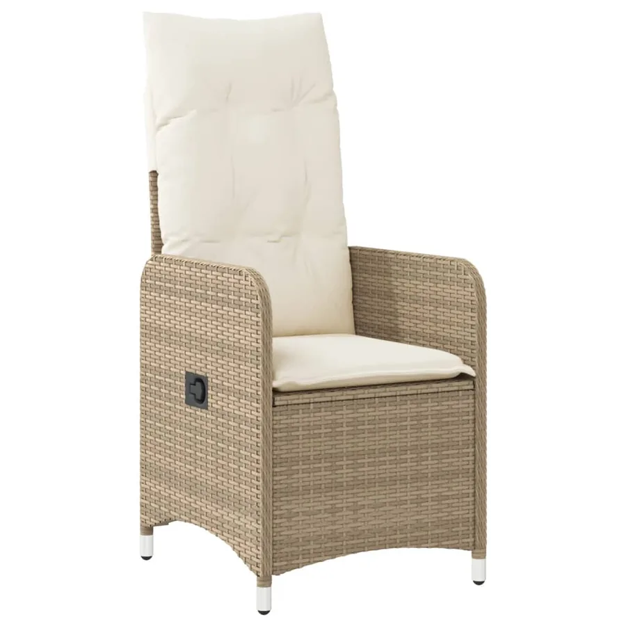 Chaises inclinables de jardin lot de 2 avec table beige rotin - 4