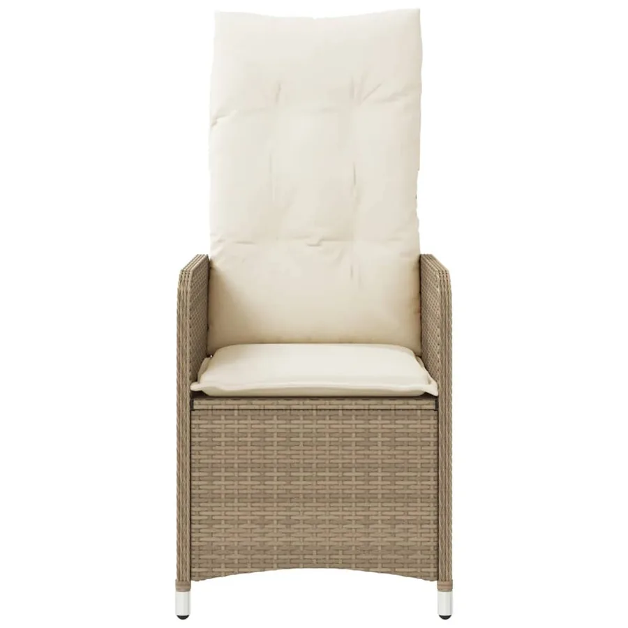 Chaises inclinables de jardin lot de 2 avec table beige rotin - 5