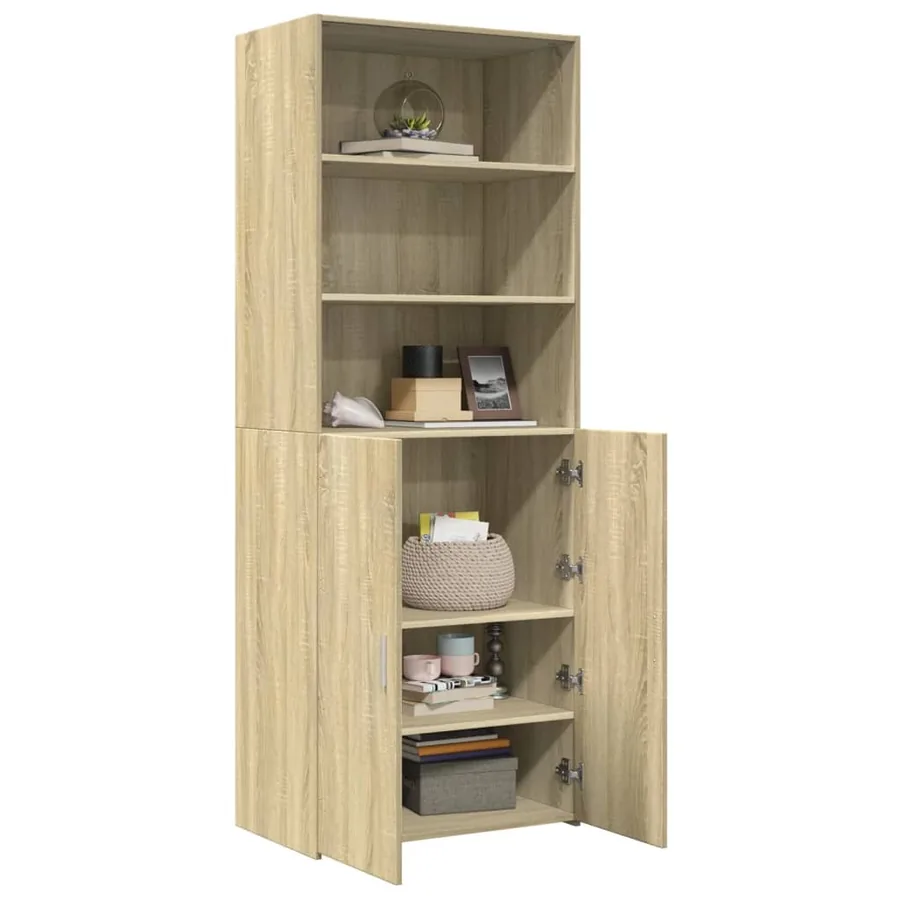 Buffet haut chêne sonoma 70x42,5x185 cm bois d'ingénierie - 7