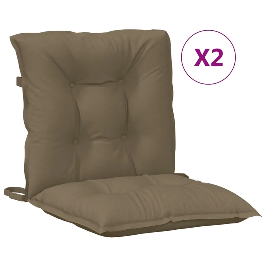 Coussins de chaise à dossier bas lot de 2 taupe mélangé tissu - 2
