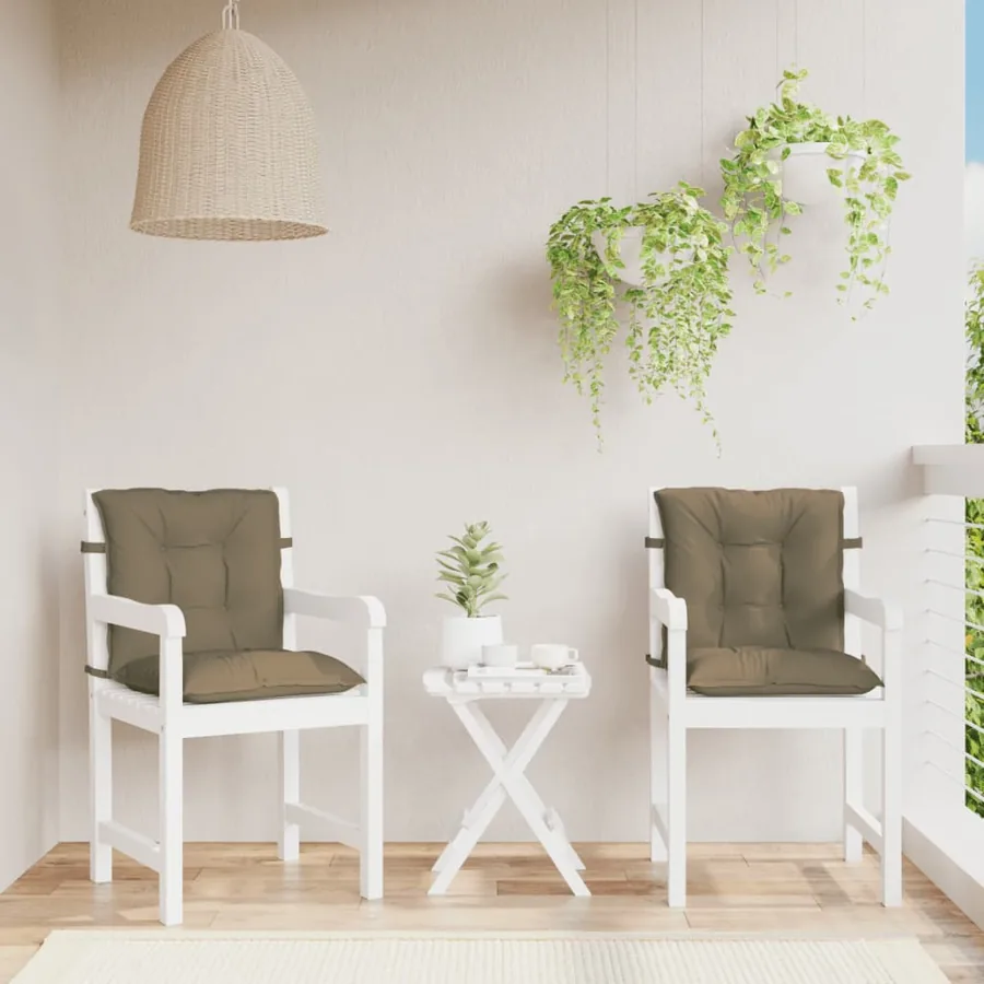 Coussins de chaise à dossier bas lot de 2 taupe mélangé tissu - 3