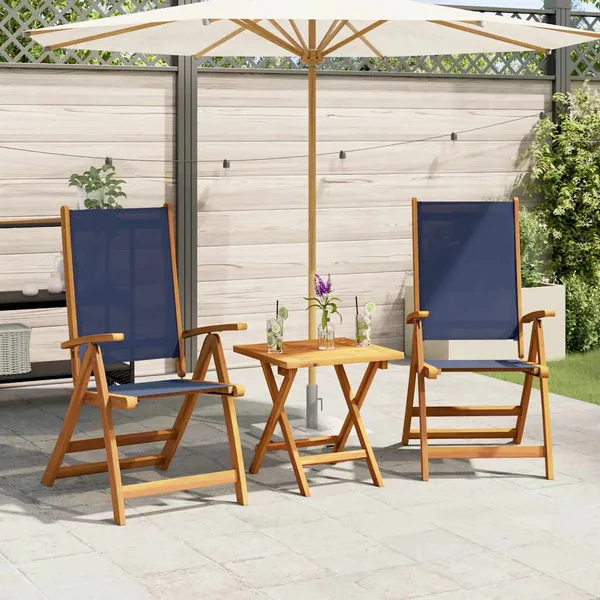 Chaises pliables de jardin lot de 2 bois d'acacia et textilène