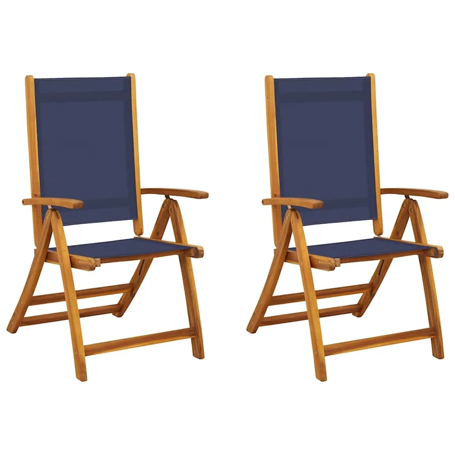 Chaises pliables de jardin lot de 2 bois d'acacia et textilène - 2
