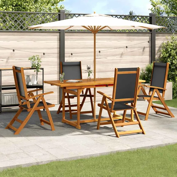 Ensemble à manger de jardin 5pcs bois d'acacia solide textilène