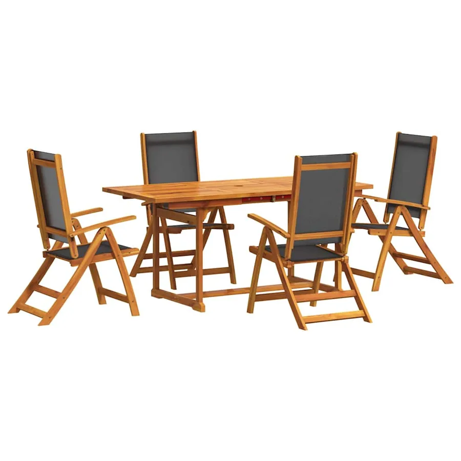 Ensemble à manger de jardin 5pcs bois d'acacia solide textilène - 2