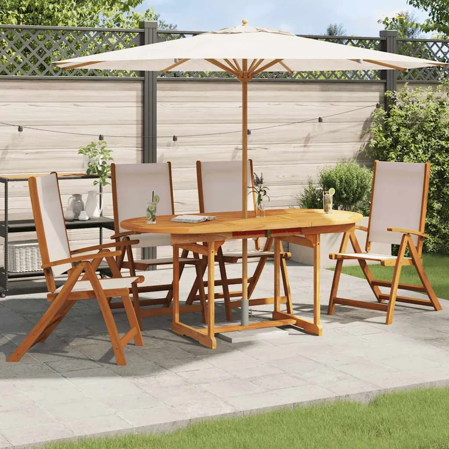 Chaises pliables de jardin lot de 4 bois d'acacia et textilène