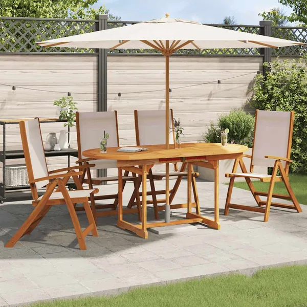 Chaises pliables de jardin lot de 4 bois d'acacia et textilène