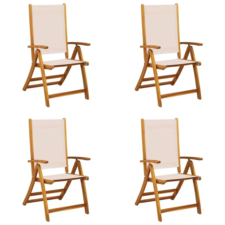 Chaises pliables de jardin lot de 4 bois d'acacia et textilène - 2