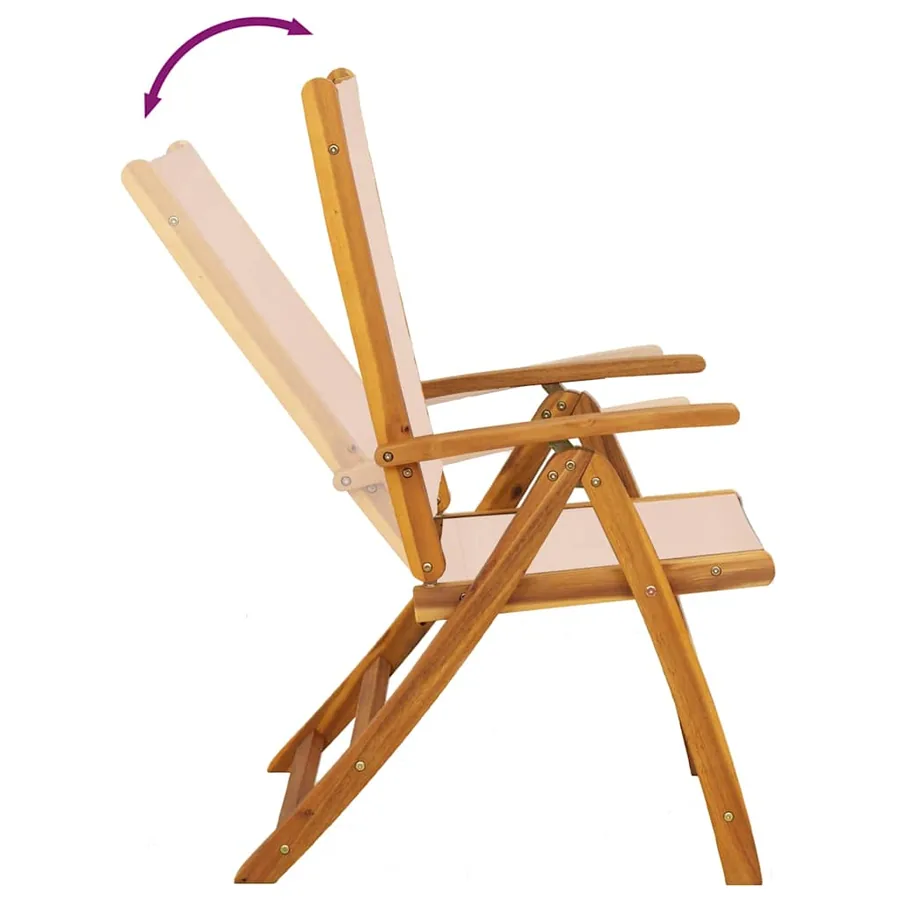 Chaises pliables de jardin lot de 4 bois d'acacia et textilène - 7