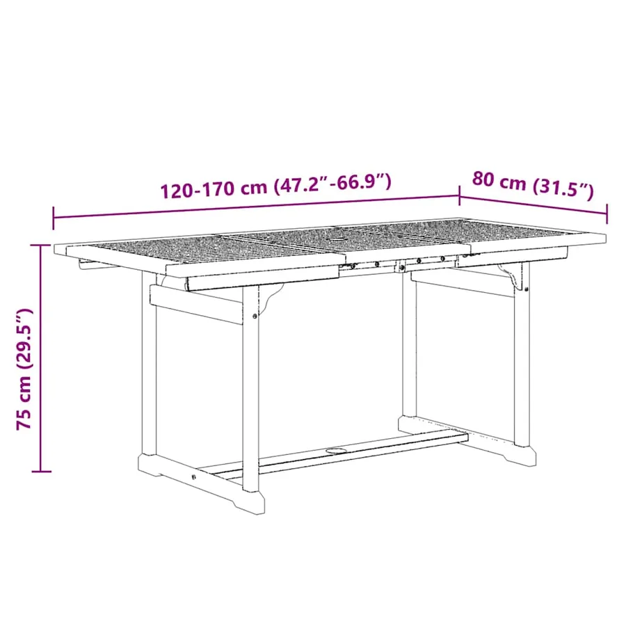 Ensemble à Manger de jardin 7pcs bois d'acacia solide textilène - 16