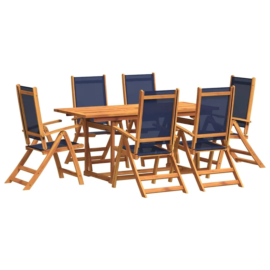 Ensemble à Manger de jardin 7pcs bois d'acacia solide textilène - 2